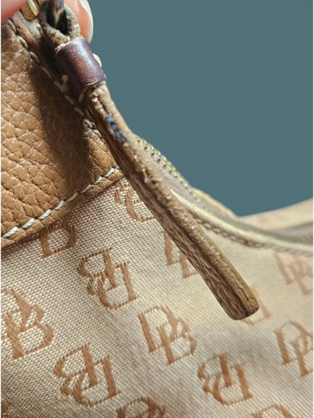 Vintage Dooney & Bourke Signature Canvas & Leather Brown Hobo Bag